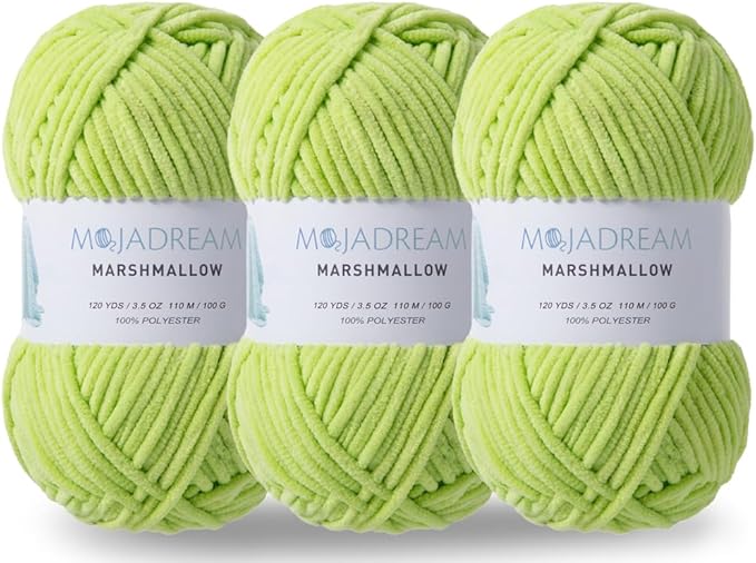 3PCS 3.5oz Chenille Yarn for Blankets Amigurumi: Soft Velvet Baby Yarn Blanket Knitting and Crocheting Bulky 5# Yarn 3 Skeins of 100g (Green Sheen)