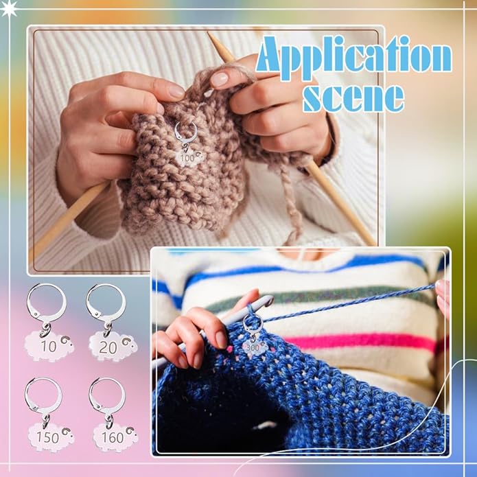 BENECREAT Sheep Stitch Markers, Clear Acrylic Crochet Stitch Marker Charms for Knitting Weaving Sewing Accessories Quilting