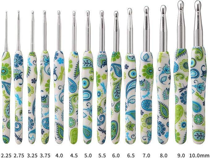 6.5mm Looen Crochet Hook, Ergonomic Handle for Arthritic Hands, Soft Rubber Grip Extra Long  Knitting Needles for Crochet Beginners, Knitting Enthusiasts (6.5mm)