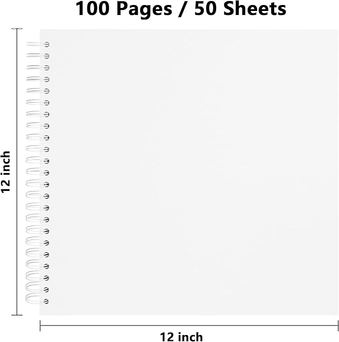 Yopih 12 x 12 Inch DIY Scrapbook Photo Album Hardcover Kraft Blank Page Acid-Free, 100 Pages (50 Sheets) Memory Book for Wedding Anniversaries Family Baby Memories Small Scrapbooking Projects, White