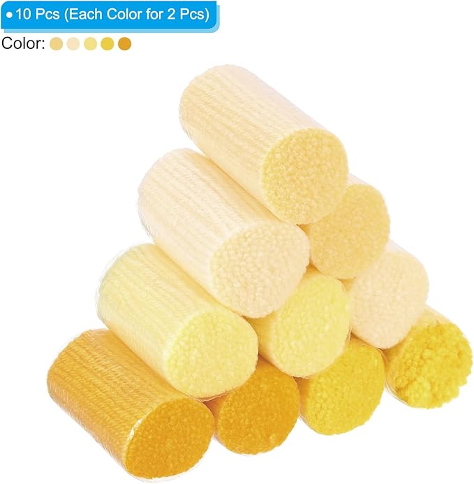 Patikil 10 Rolls Latch Hook Kit, Precut Rugs Yarn, Crochet Colorful for Adults Beginners, Yellow Tone