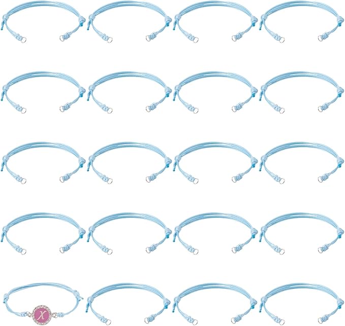 KISSITTY 20pcs Adjustable Bracelet Cords for Connector Charms Waxed Polyester Thread Cord Sky Blue Color Half Finished Bracelet for Friendship Bracelets Jewelry Making