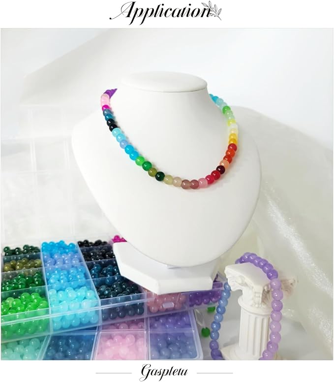 2800PCS 6mm Glass Beads for Jewelry Making, 56 Colors Crystal Beads Bracelets Making Kit, 2 Box Round Beads Suitable for Beginners