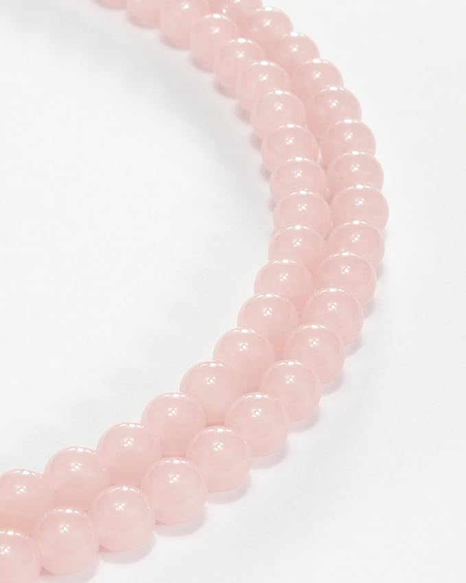 8mm Glass Beads 46PCS Glass Beads for Jewelry Making Charm Round Loose Bead for Bracelet Making Kit (Pink Glass)