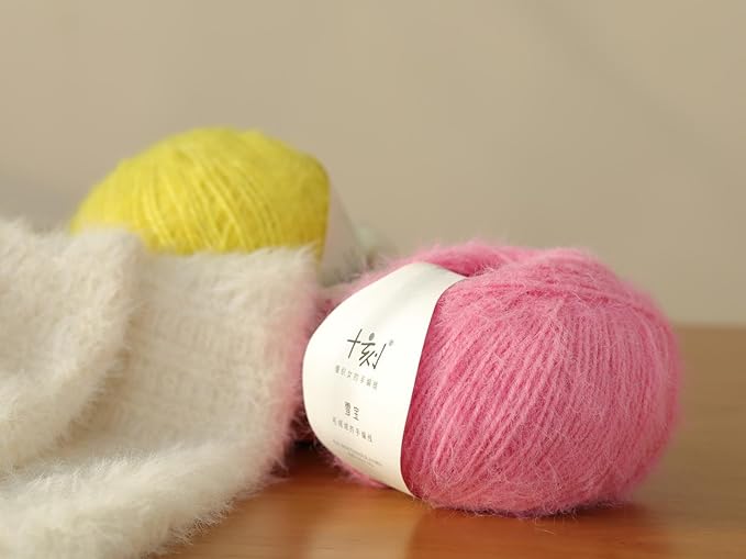 Snowbaby Wool Acrylic Blend Long Pile Yarn,(Worsted) Warm and Luxurious Fuzzy Yarn for Knitting and Crocheting DIY Hats Scarves Sweaters, 2 * 3.52oz/100g 207yds(11-Barbie Pink)