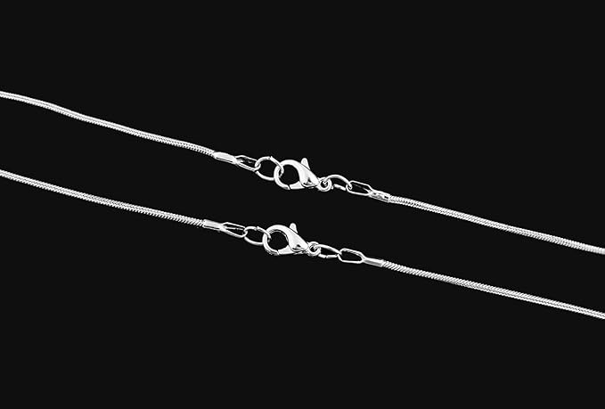Cmidy 24pcs Chains for Jewelry Making 24 Inch 925 Sterling Silver Plated 1.2mm DIY Snake Chain Bulk Link Necklace With Lobster Clasps