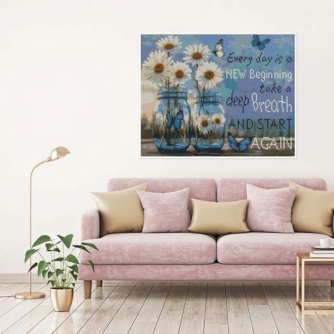 Flower Stamped Cross Stitch Kits Cross Stitch Patterns，Dimensions Cross Stitch Kits Embroidery Kit Arts and Crafts for Beginners 15.7x11.8 inch