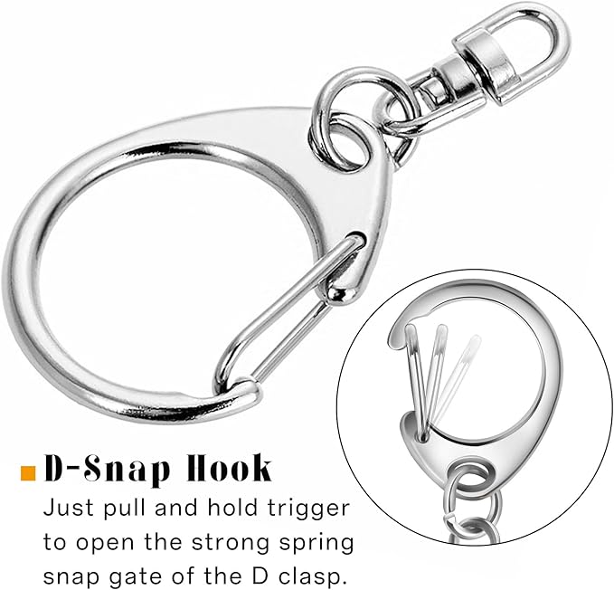 Roctee 50 pcs Metal Lobster Clasp Key, 1.92‘’ Keychain Clip, Swivel Clasps Lanyard Snap Hook, DIY Crafts Key Chain, Lobster Claw Clasp