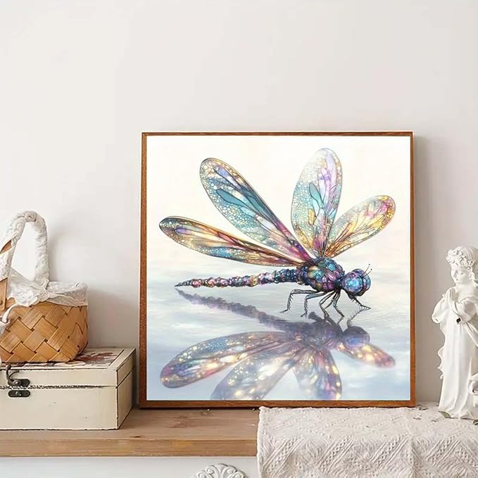 GEMFAMILY Dragonfly Diamond Art Kits for Adults,Funny Insects 5D Diamond Painting Kits for Beginner,DIY Round Full Drill Diamond Dots with Gem Art Kits Home Wall Decor 13.8 x 13.8 inch