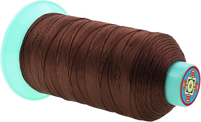 Mandala Crafts Size 346 210D T350 Bonded Nylon Thread - Dark Brown 415 YDs Tex 350 Heavy Duty Sewing Threads for Leather, Jeans, Weaving, Outdoor Marine Upholstery