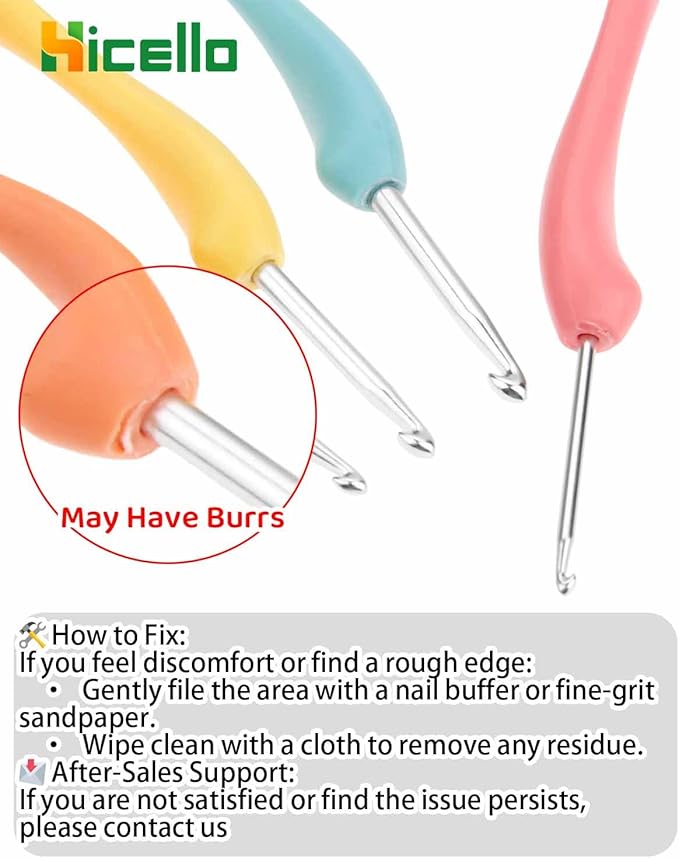 Crochet Hooks Set,Large Handle Ergonomic Grip Crochet Hook, 8PCS Aluminum Smooth Knitting Hook Needles for Arthritic Hands
