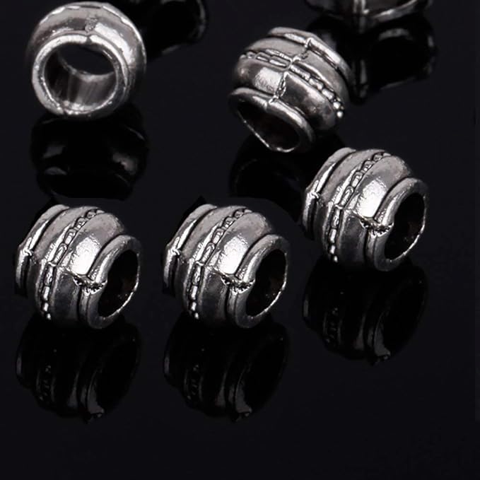 RUBYCA 50pcs Tibetan Silver Tone Spacer Beads Fit European Charms Bracelet Ethnic Design