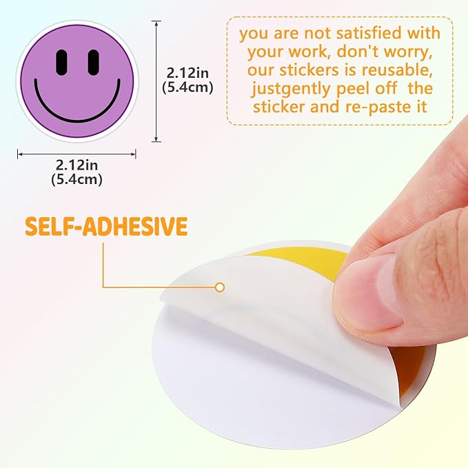 wercokt 100pcs smiling face stickers, cute water bottle stickers for kids, for teaching rewards, notebooks, stationery, luggage, cartoon pvc happy sticker