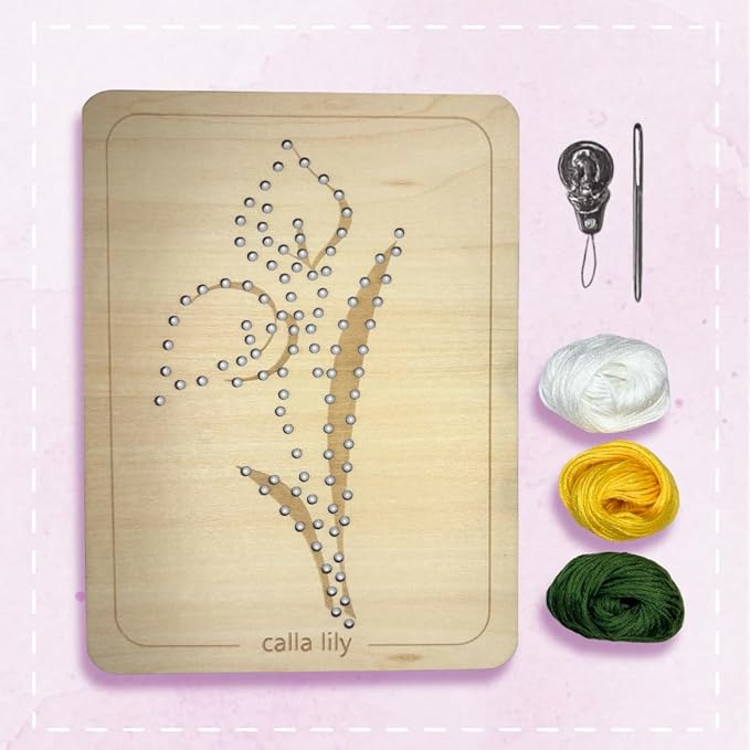Wooden Flower Lacing Embroidery Kits for Beginners, Set of 5 Learn-to-Stitch Craft Boards, Sewing & Embroidery Art Kits for Kids Ages 8+, DIY Craft Projects, Educational Gifts, Party Favors (Summer)