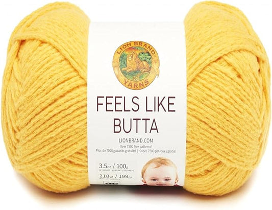 Lion Brand Yarn Feels Like Butta Soft Yarn for Crocheting and Knitting, Velvety, 1-Pack, Yellow