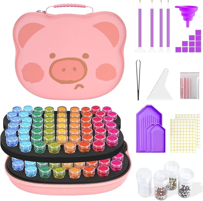 ZORETCO Diamond Painting Storage Box, 120 Slots Bead Storage Containers with Tools Kit for Diamond Art Accessories Beads Organizer Craft Jewelry