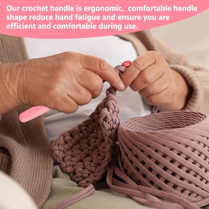 kgxulr 8 mm Crochet Hook, Aluminum Soft Grip Rubber Handle Needles, Ergonomic Knitting Needles Crochet Needle for Handmade DIY Knitting Crochet