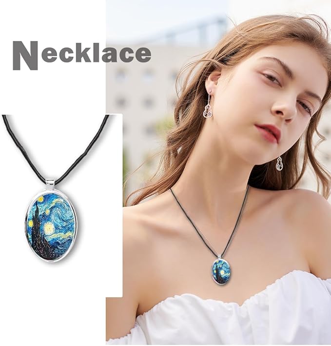 Pendant Trays Set for DIY Jewelry Making Crafts, Oval Glass Cabochon Pendant Bezel Trays, Bracelet Blank Trays and Earrings Blanks Charms for Gift