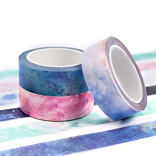 YUBBAEX Galaxy Washi Tape Set Starry Printed Extra Long Decorative Tapes for Arts, DIY Crafts, Journals, Planners, Scrapbook, Wrapping (Galaxy 7 Rolls)