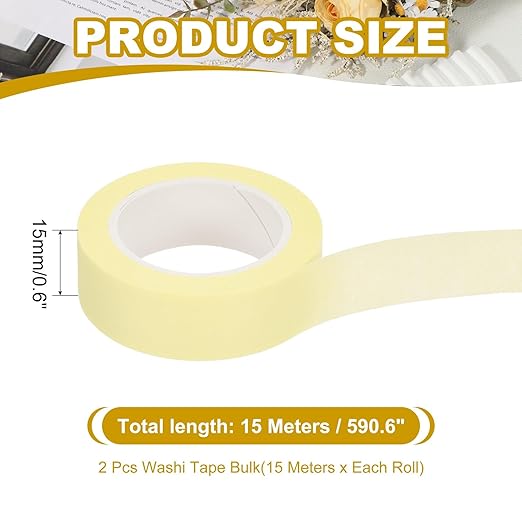 PATIKIL 33 Yard Washi Tape, Colored Masking Tape Adhesive Decorative Stickers for DIY Craft Art Gift Wrapping Journal Scrapbook Planner, Yellow