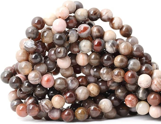 cheavian 45pcs 8mm natural silicified wood jade gemstone round loose beads for jewelry making diy findings 1 strand 15"