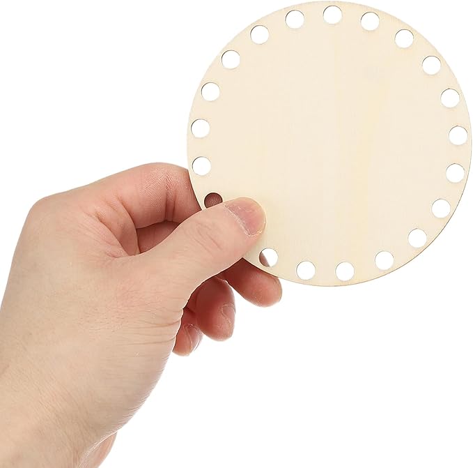 PATIKIL 4" Diameter Crochet Basket Bottom, 4Pcs Round Blank Crochet Knitting Wooden Base for DIY Craft Weaving Basket Making Supplies Home Decoration