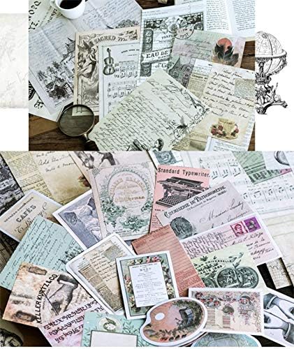 Vintage Aesthetic Memorial Adhesive Handcrafts Washi Sticker Pack, Artsy Antique Paper Decals Supplies for Old-Time Travel Crafts Material Set