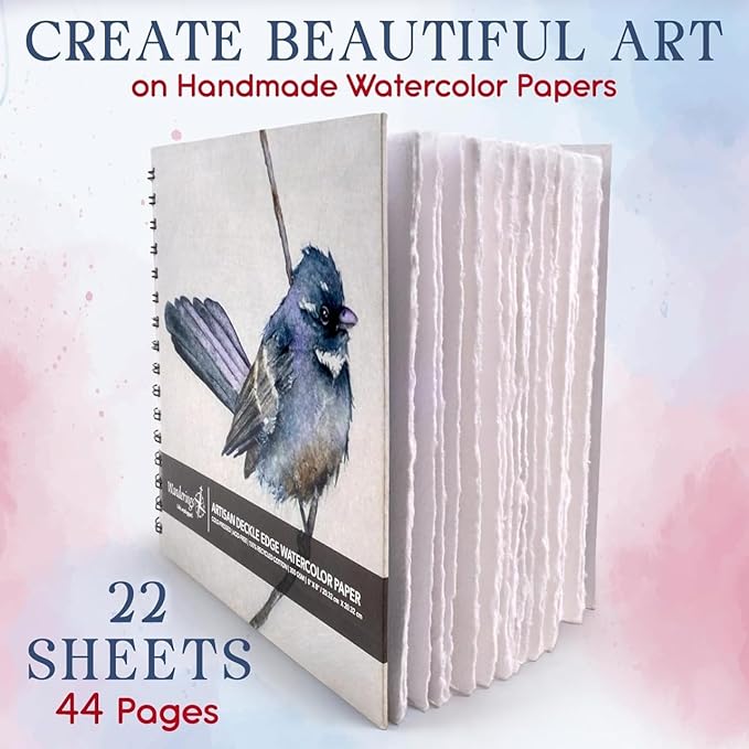 Wanderings Tear Out Watercolor Journal - 8"x8" - Premium Art Journal with Handmade Deckle Edge Paper Featuring 350 GSM Cold Press Paper for Scrapbook, Watercolor Album, Sketchbook, Drawing Pad