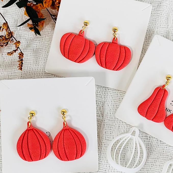 Xaekicr 3Pcs Halloween Pumpkin Polymer Clay Cutters Set – Fall Theme Clay Cutters for Earrings Making – Pumpkin Clay Tools for Polymer Clay Molds