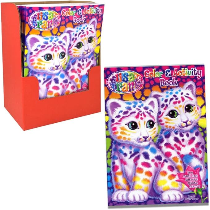 Lisa Frank Fun Coloring and Activity Book, Cute Cats Art Cover 64-Pages Drawing Book with Cut-Out Photo Frame (Pack of 1)