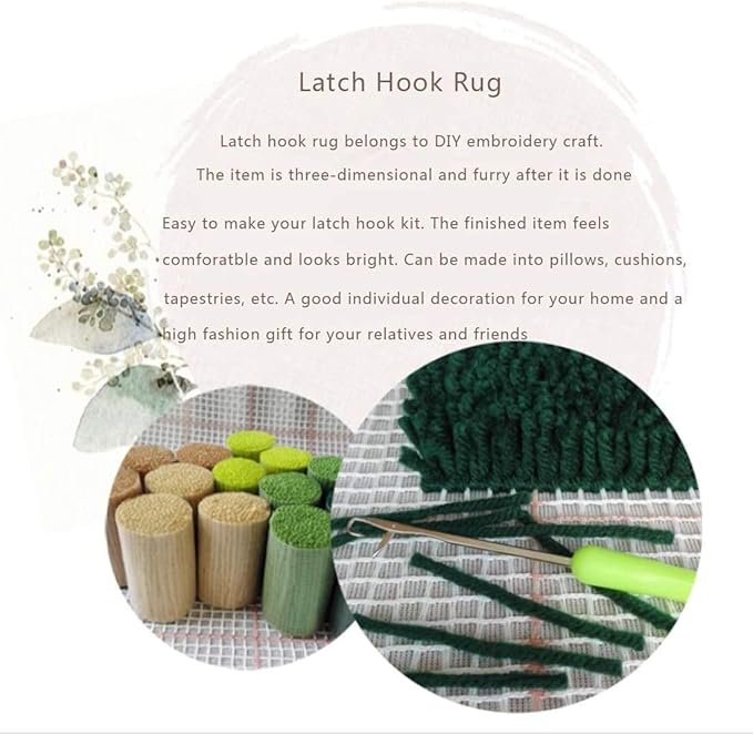 MIAOLLUN Latch Hook Kits, Tapestry DIY Crochet Yarn Kits with Preprinted Pattern for Kids Adults and Beginners 52X38cm/20.4 X15 Inch