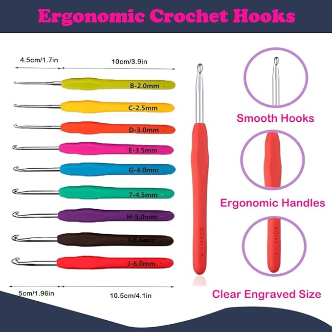 yarniss crochet kits for beginners,all in one crochet kits with 840 yards crochet yarn,ergonomic crochet hooks set with yarn for adults,navy