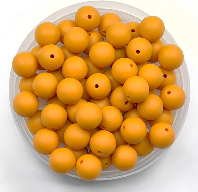 60Pcs 15mm Round Rubber Silicone Bead Bulk Loose Beads Gorgeous Making Kit for Keychain Tassels Necklace Bracelet Jewelry DIY Crafts Making
