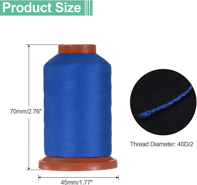 uxcell 40D/2 Sewing Thread 1100 Yards Polyester Household Sewing String Hand Stitching Polyester Cord for Clothing Stitching Shoe Bag Repairing DIY Craft Sapphire Blue