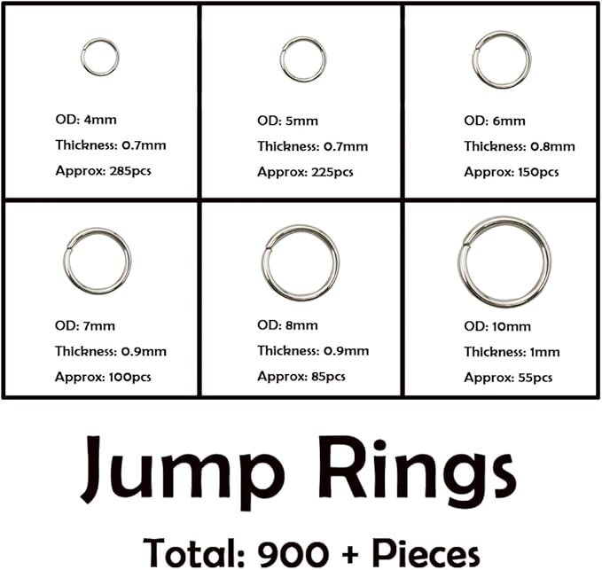 inspirelle 900 pieces open jump rings and 120 pieces lobster clasps metal split rings connector rings for jewelry making rhodium