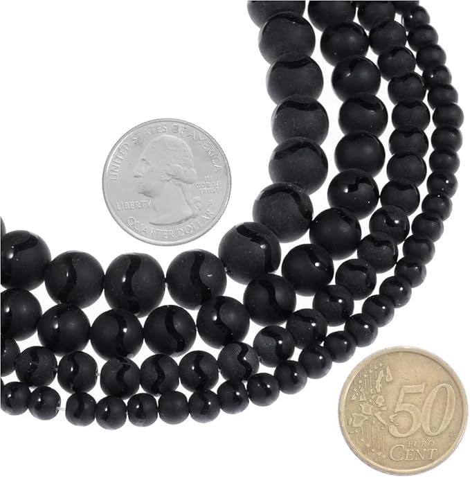 10mm Natural Agate W Line Gemstone Round Loose Beads Crystal Stone Bracelet Necklace Accessories Crafts for Jewelry Making DIY,1 Strand 15"