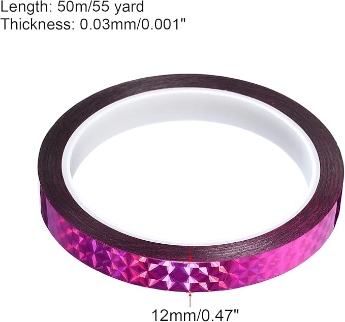 PATIKIL Prism Tape 0.5 Inch x 55 Yards, Holographic Metalized Reflective Adhesive for Detailing Accent Wall Decor Art, Rose