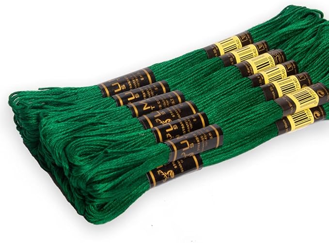 12 Pieces Emerald Green 923 Premium Embroidery Thread | 100% Egyptian Cotton Premium Skeins | Cross Stitch Embroidery Floss | Oeko TEX Certified Stranded Cotton (Emerald Green)