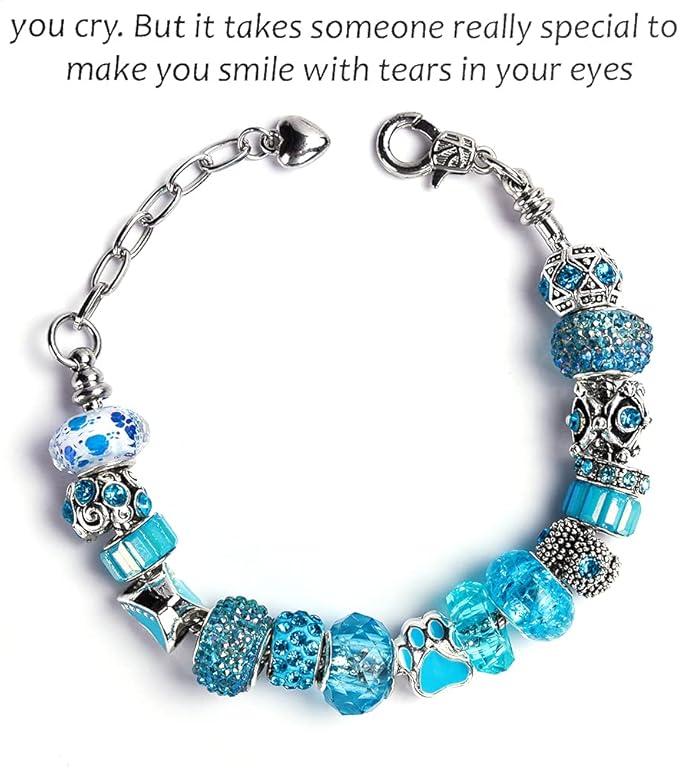 60 Pieces Assorted European Beads with Plating Silver Metal Alloy Rhinestone Large Hole Spacer Beads for DIY Charm Bracelet Jewelry Making (Aqua)