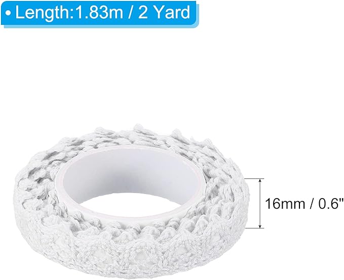 PATIKIL 0.6" Wide 2 Yards Self-Adhesive Lace Tape Lace Ribbon, 3 Pack Cotton Washi Trim Stickers Masking Decorative for Craft Scrapbook DIY Card Making, White