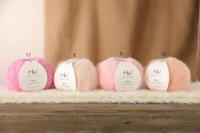 Snowbaby Wool Acrylic Blend Long Pile Yarn,(Worsted) Warm and Luxurious Fuzzy yarn for knitting and crocheting DIY Hats Scarves Sweaters, 2 * 3.52oz/100g 207yds(09-Sakura Pink)