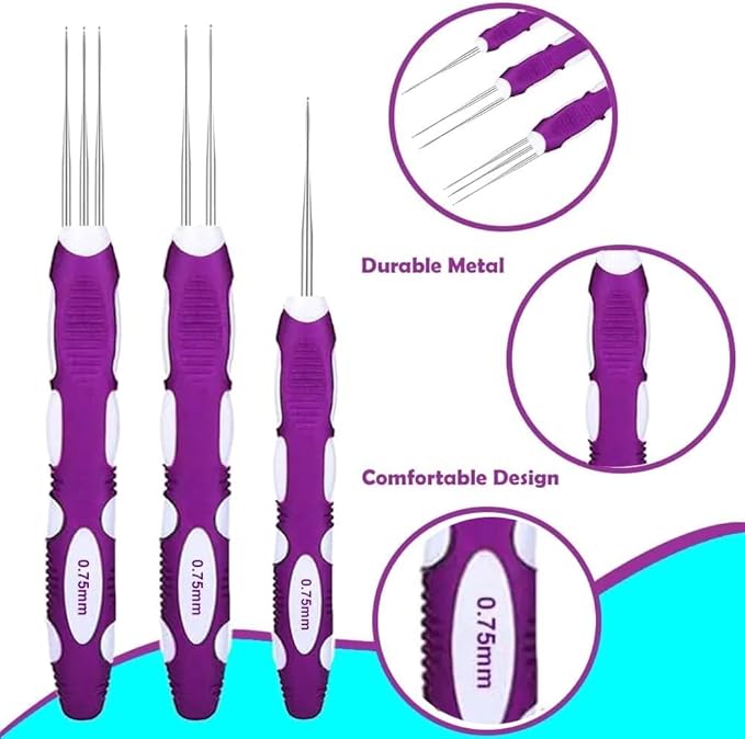 Yarniss Dreadlocks Crochet Hooks with Ergonomic Handle,0.75mm Hair Crochet Needle