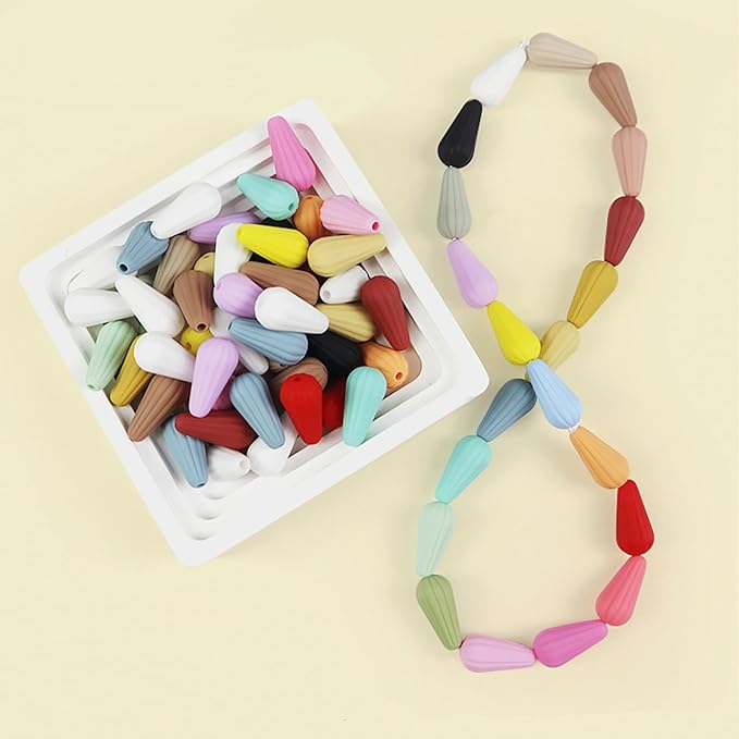 40PCS Cone Silicone Beads Colorful Silicone Beads Bulk Spacer Beads Colorful Focal Beads for DIY Craft Garland Keychain Lanyard Necklace Bracelet Jewelry Making Accessories Handmade Crafts