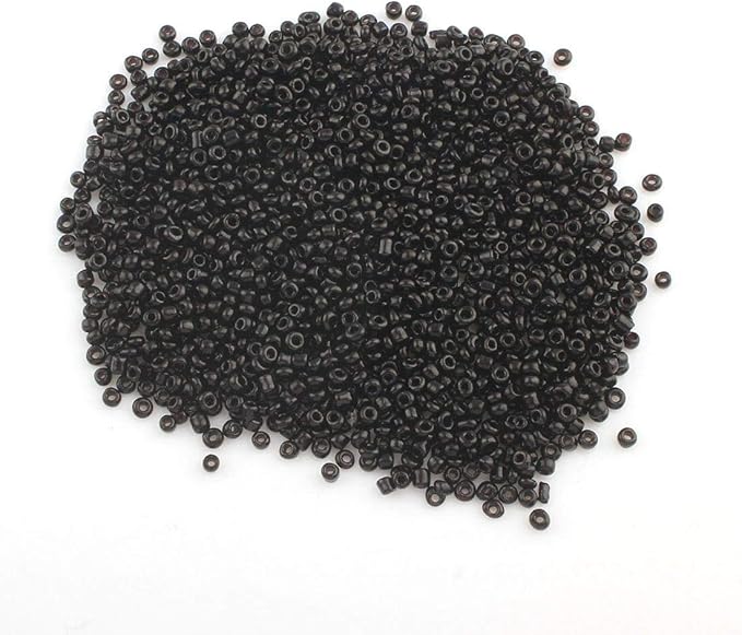 Perlin Glass Seed Beads 2mm 11/0 Round Mini Small Pony Beads 6500pcs for Making Earrings Bracelets Pendants Waist Jewelry DIY Handmade Opaque Color Kit (Black)