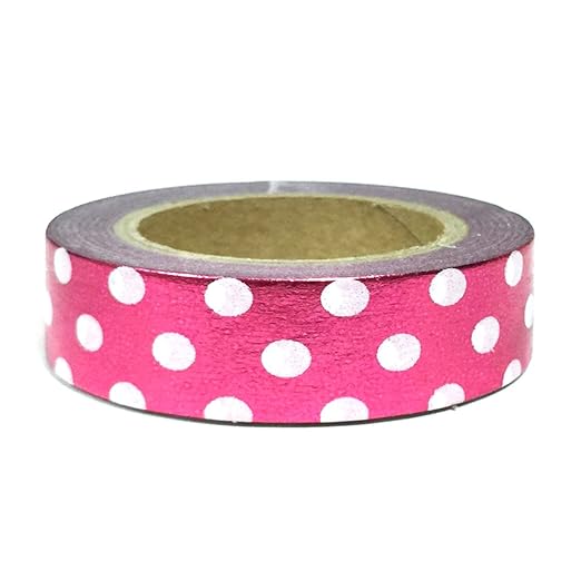 Wrapables Colorful Washi Masking Tape, Metallic Pink Dots