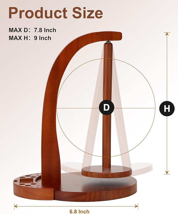 eZAKKA Crochet Yarn Holder for Crocheting, Upgraded Magnetic Wooden Yarn Stand with Organizer Base, Portable Crochet Yarn Holder Spinner for Knitting Accessories Crochet Tools, Crochet Gift for Women