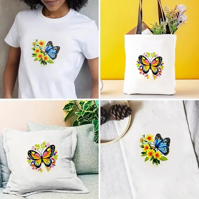 Zhenqing Butterfly Embroidery Kit 11.4x11.4 Inch - Complete Embroidery Set with Fabric, Threads, Needles & Hoop - Beginner-Friendly DIY Craft Kit for Adults (C0041)
