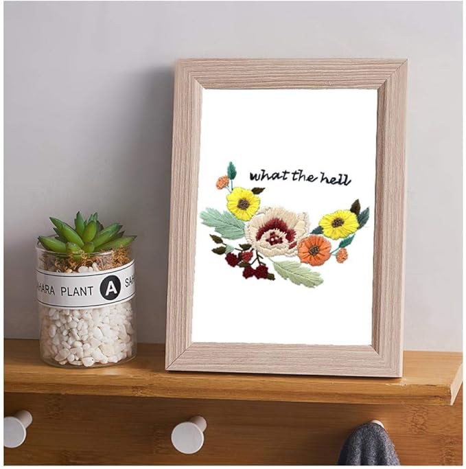 Louise Maelys Flower Embroidery Kits for Beginner Hand Starter Kit with Sayings Stamped Cross Stitch Needlepoint for Adults