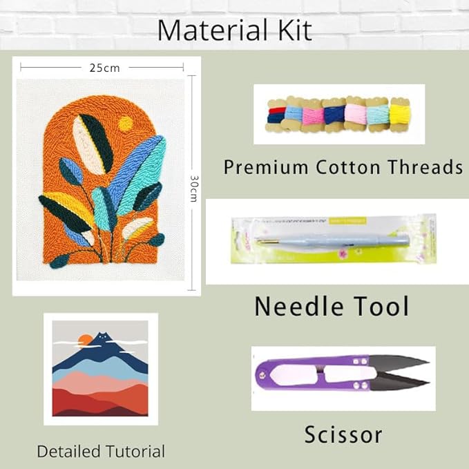 Craftdiam Beginner Perforator Kit - Stamping Embroidery Kit for Adults - DIY Kit - Simple Wall Decor | Home Decor - Women's Gift - Valentine's Day Gift(Orange Color)