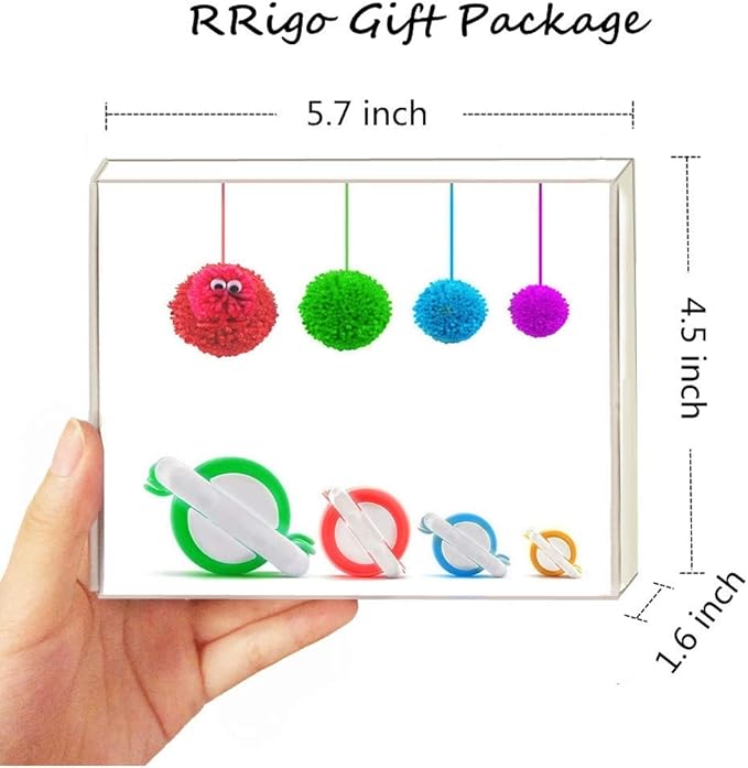 Pom Pom Maker, 4 Sizes Pompom Maker Tool Set for Fluff Ball Weave DIY Wool Yarn Knitting Craft Project for Adult - RRigo